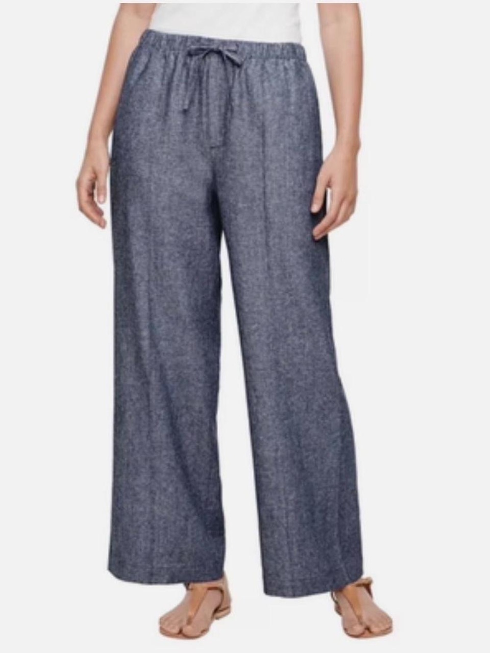 GAP Wide-Leg Pull-On Linen Chambray Pant w drawstring waist Size XS BNWT